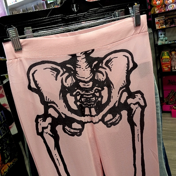 Killstar × Avril Lavigne NWOT sheer mesh kawaii goth sexy flared skeleton pants - Picture 3 of 8
